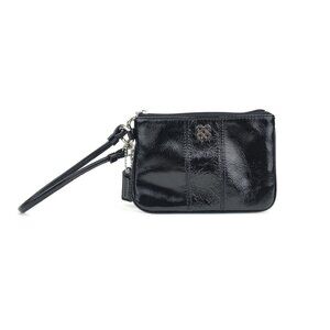 Coach Op Art Black Patent Leather Wristlet